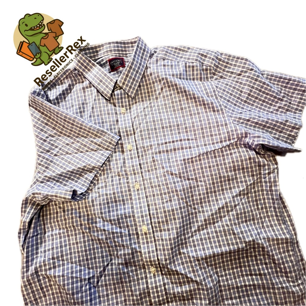 UNTUCKit Mens‎ XXLarge Gingham Check Short Sleeve Button Down Shirt Blue White